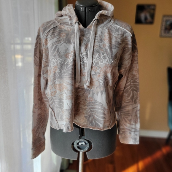 Ron Jon Cozy Floral Cut Off Hoodie Women Size Small - Picture 2 of 9